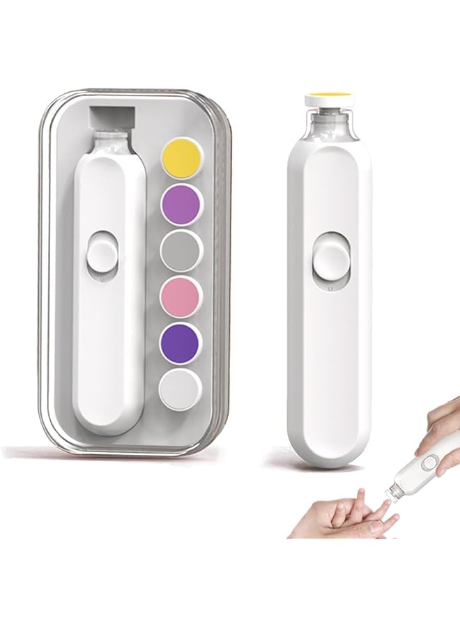 Excefore Electric Baby Nail Trimmer Set Electric Nail Buffer Safe And Easy To Use Nail File For Newborns To Kids With 6 Grinding Pads Led Light And Storage Box For Baby & Kids Nail Care Trim (White) - Image 1