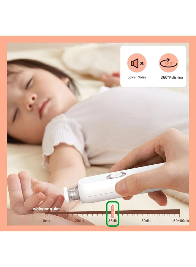 Excefore Electric Baby Nail Trimmer Set Electric Nail Buffer Safe And Easy To Use Nail File For Newborns To Kids With 6 Grinding Pads Led Light And Storage Box For Baby & Kids Nail Care Trim (White) - Image 2