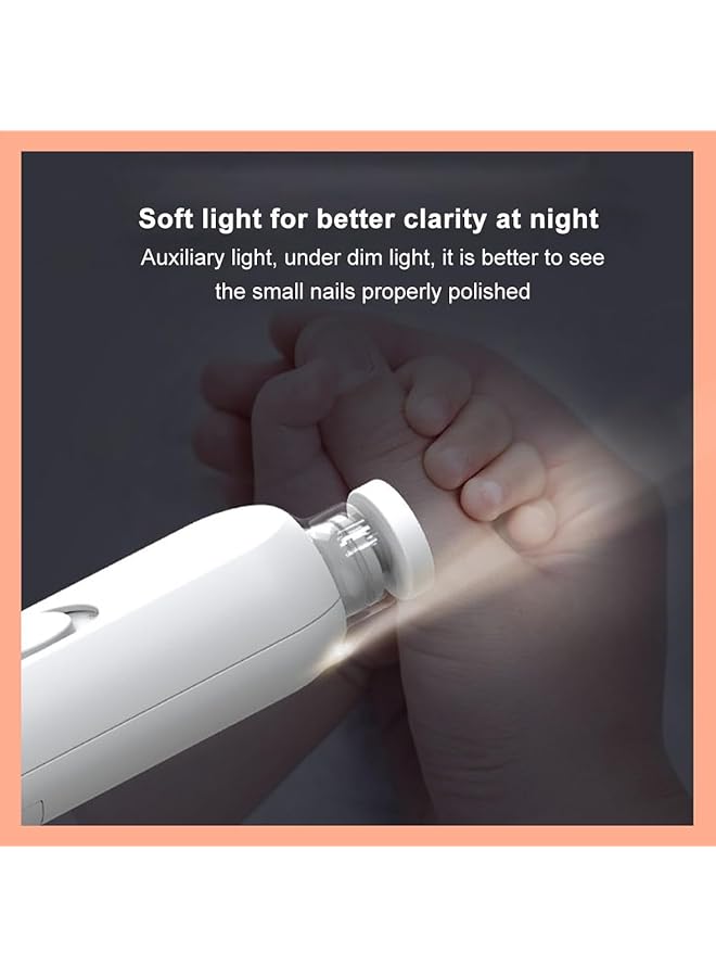 Excefore Electric Baby Nail Trimmer Set Electric Nail Buffer Safe And Easy To Use Nail File For Newborns To Kids With 6 Grinding Pads Led Light And Storage Box For Baby & Kids Nail Care Trim (White) - Image 4