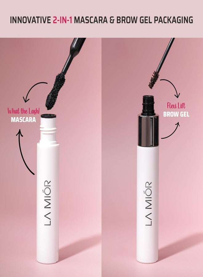 LAMIOR LA MIOR What The Lash! Mascara & Flexilift Brow Gel Duo - Extreme Volume + Length + Hypercurl, 24 Hr Wear, Waterproof, False Lash Effect, 2-in-1 Tinted Brow Lift with Biotin & Argan (Ultra Black) - Image 3