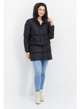 Tumi Women Plain Long Sleeve Hoodie Jacket, Black  - Image 2