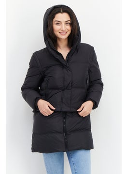 Tumi Women Plain Long Sleeve Hoodie Jacket, Black  - Image 1