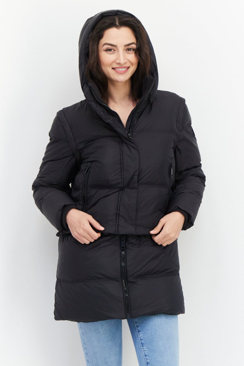 Tumi سترة هودي طويلة الأكمام للنساء، سوداء - Image 1