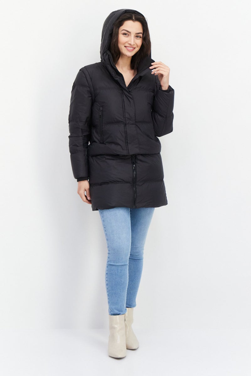 Tumi سترة هودي طويلة الأكمام للنساء، سوداء - Image 2