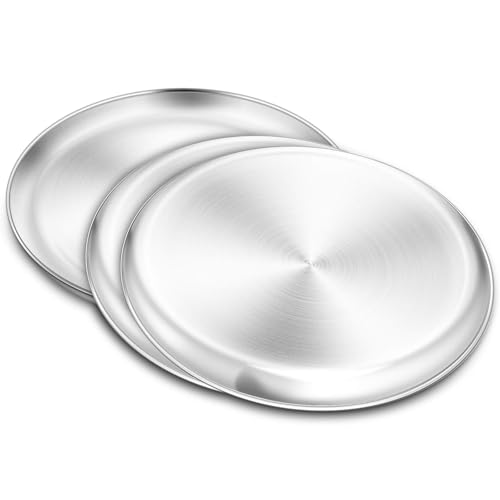 Yododo Pizza Pan Set of 3, Stainless Steel Pizza Pie Pan Tray Platter Pizza Tray, Round Pizza Dish Plate For Oven Baking, Healthy Metal Pizza Baking Cooking Pan for Oven - Size of 12 inch - Image 2