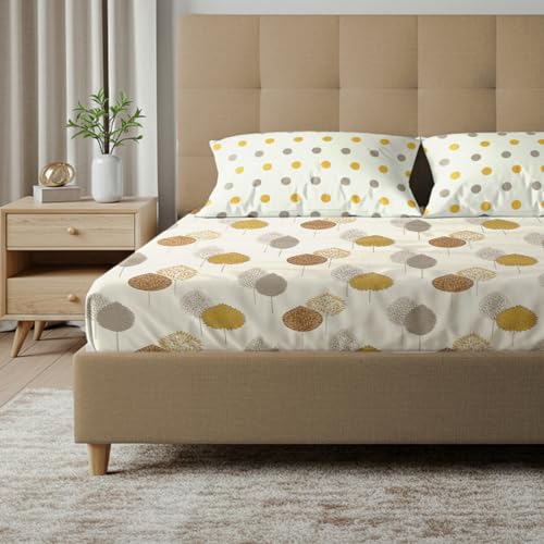 Urban Space Serene 200 Tc Cotton Bedsheet for Double Bed, Queen Size Cotton Kids Bedsheet Multicolor, Double Bed Sheet with 2 Pillow Covers Floral(Lion King Terra, Size 88X100 Inches) - Image 1