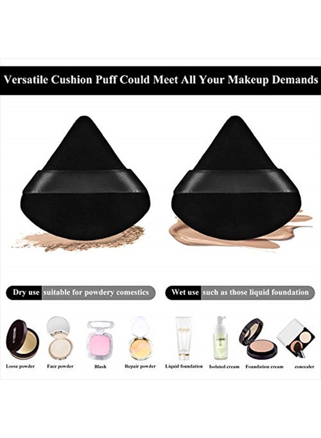 Maitys 12 Pieces Powder Puff Triangle Face Makeup Cosmetic for Loose Powder Soft Body Washable Reusable Foundation Sponge Mineral Wet Dry Makeup Tool(Black, Small) - Image 3