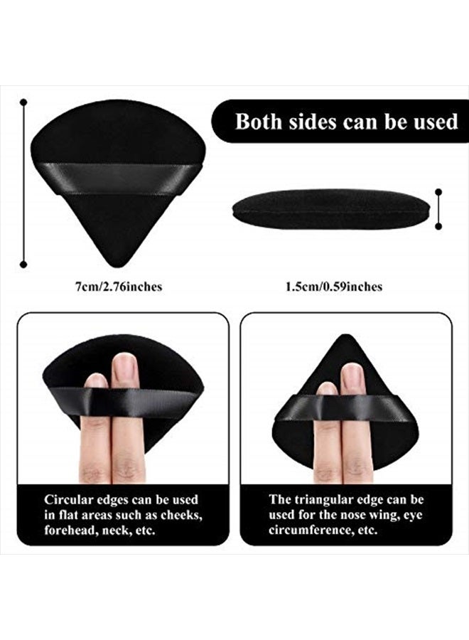 Maitys 12 Pieces Powder Puff Triangle Face Makeup Cosmetic for Loose Powder Soft Body Washable Reusable Foundation Sponge Mineral Wet Dry Makeup Tool(Black, Small) - Image 2