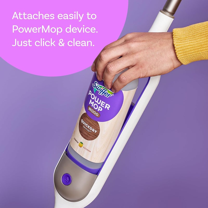 Swiffer Power Mop Wood Refill Solution, QuickDry Hardwood Floor Cleaner for Mopping Home, Bathroom, Kitchen, All Purpose Multi-Surface Solution for Floor Cleaning, Lemon Scent, 50.6oz - Image 4