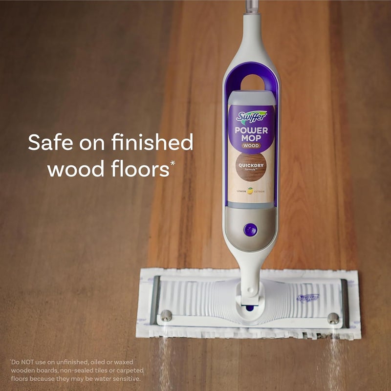 Swiffer Power Mop Wood Refill Solution, QuickDry Hardwood Floor Cleaner for Mopping Home, Bathroom, Kitchen, All Purpose Multi-Surface Solution for Floor Cleaning, Lemon Scent, 50.6oz - Image 5
