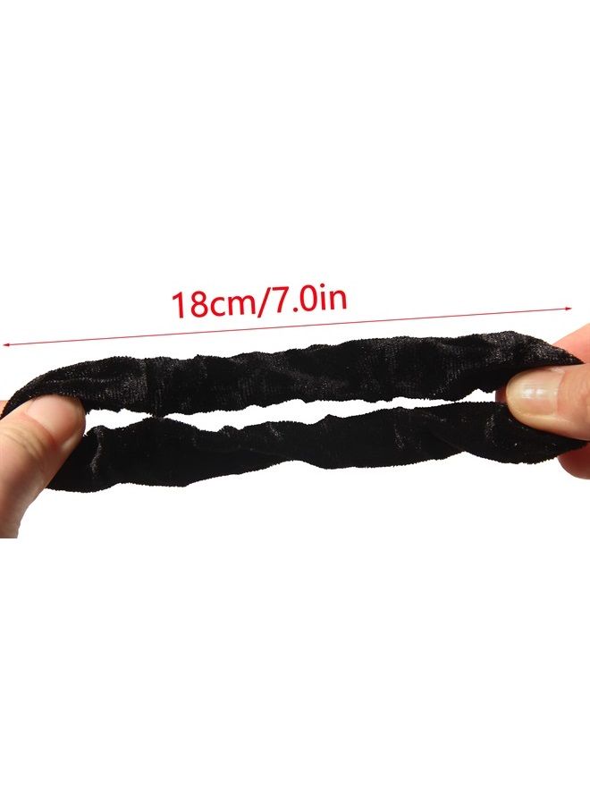 LFOUVRE Pack of 10 Small Velvet Scrunchies for Women Hair Accessories, Mini Thin Elastic Hair Ties (Black) - Image 3