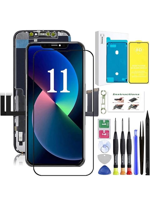For Iphone 11 Screen Replacement Lcd Display 3D Touch Digitizer Assembly Compatible With Iphone 11 Screen Replacement 6.1 Inch Model A2111 A2223 A2221 With Repair Tools And Screen Protector
