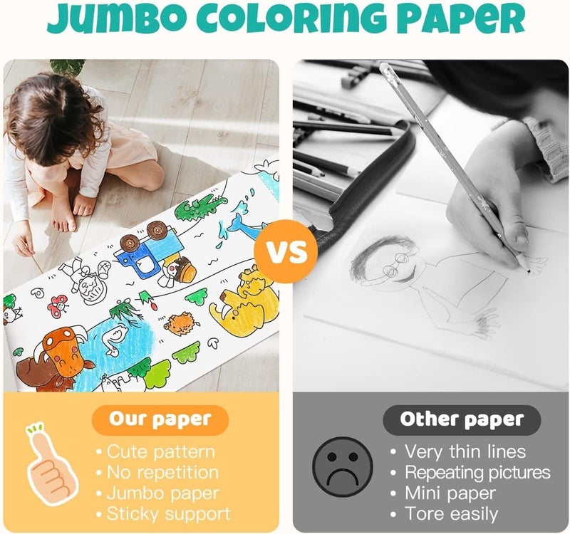 NIL JO Children Doodle Scroll 30 x 300 CMChildren Drawing Roll Blank Coloring Pages Childrens Drawing ScrollColor Filling Paper ScrollKids Coloring Drawing Paper RollWall Floor DIY Painting Color Filling Paper - Image 5