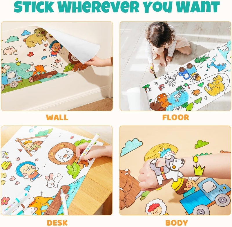 NIL JO Children Doodle Scroll 30 x 300 CMChildren Drawing Roll Blank Coloring Pages Childrens Drawing ScrollColor Filling Paper ScrollKids Coloring Drawing Paper RollWall Floor DIY Painting Color Filling Paper - Image 4