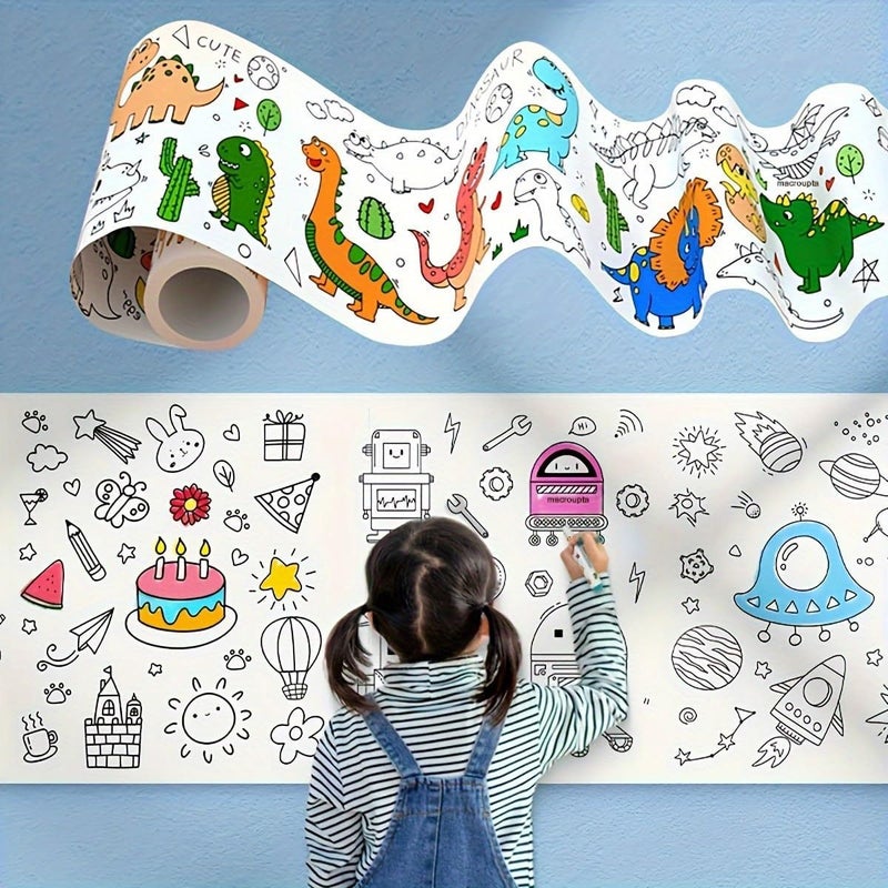 NIL JO Children Doodle Scroll 30 x 300 CMChildren Drawing Roll Blank Coloring Pages Childrens Drawing ScrollColor Filling Paper ScrollKids Coloring Drawing Paper RollWall Floor DIY Painting Color Filling Paper - Image 1
