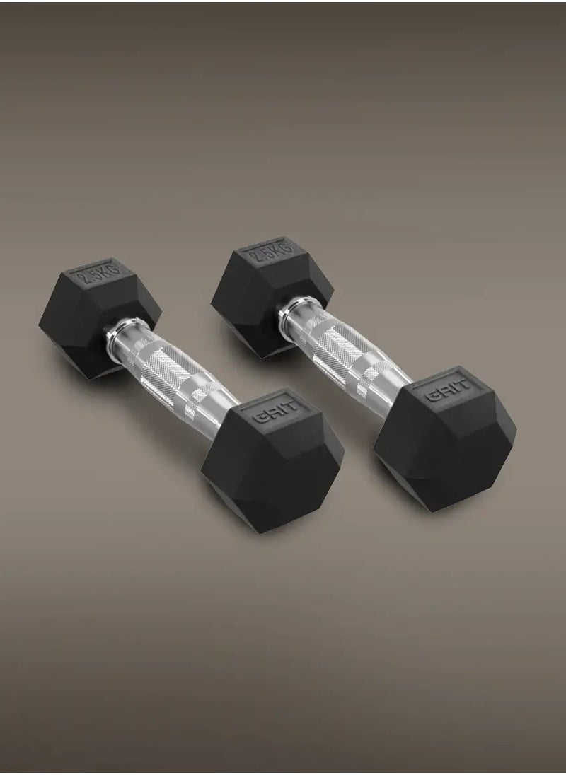 GRIT GRIT Hex Dumbbells - 2.5 kg Pair  - Image 1