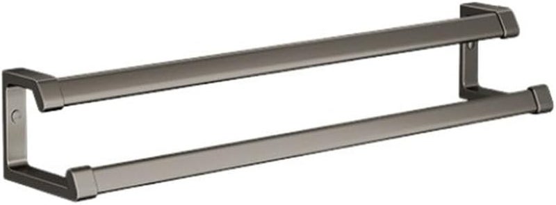 Gun Gray Double bar no-Punch Bathroom Towel bar Space Aluminum Light Bath Towel Storage Shelf Bathroom Towel Rack,Gun Gray,40cm,Gun Gray-80cm - Image 1