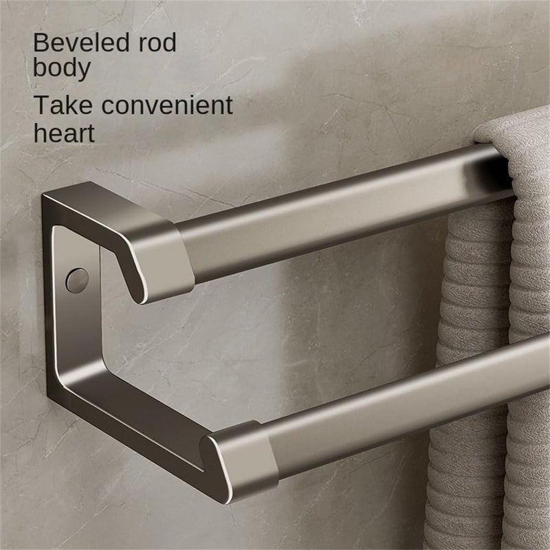 Gun Gray Double bar no-Punch Bathroom Towel bar Space Aluminum Light Bath Towel Storage Shelf Bathroom Towel Rack,Gun Gray,40cm,Gun Gray-80cm - Image 3