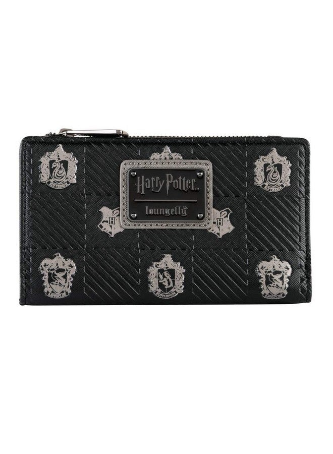 Loungefly X Harry Potter Hogwarts Houses Crests Bifold Wallet (Black Multi One Size) - Image 1