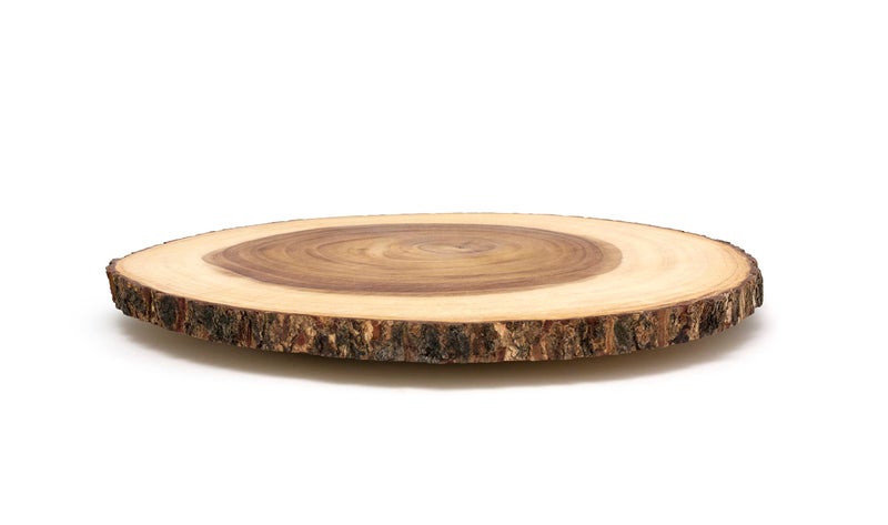 Lipper International Acacia Wood Large Slab Lazy Susan with Bark Rim - Image 1