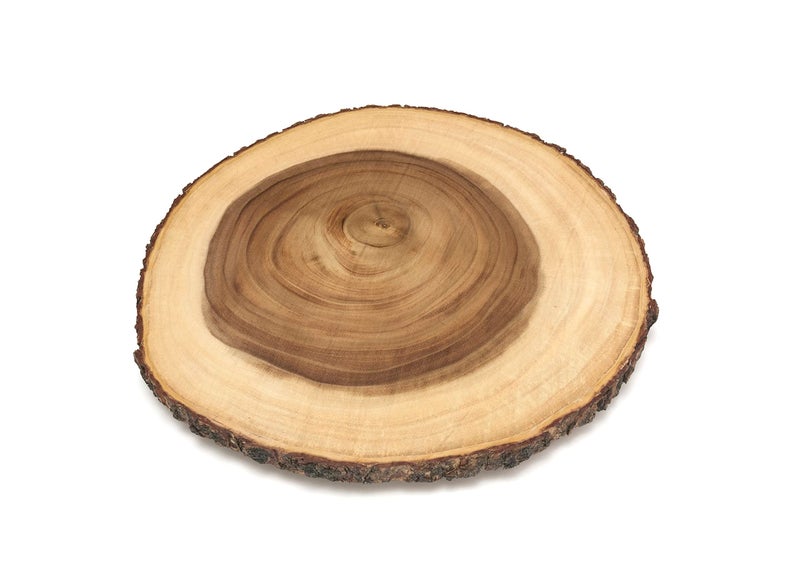 Lipper International Acacia Wood Large Slab Lazy Susan with Bark Rim - Image 4