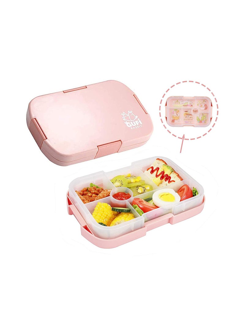 Cool Baby COOLBABY Kids Lunch Box, Bento Box for Kid with 6 Compartments, Suitable for Microwave and Dishwasher, 920ml Lunch Container for Kids(Pink）  - Image 1