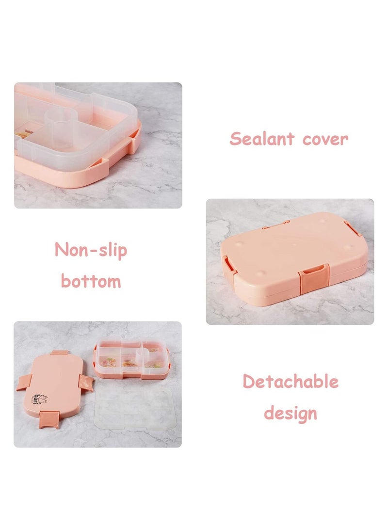 Cool Baby COOLBABY Kids Lunch Box, Bento Box for Kid with 6 Compartments, Suitable for Microwave and Dishwasher, 920ml Lunch Container for Kids(Pink）  - Image 4