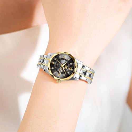 OPK Watch for Women Gold Black Bling Diamond Business Female Watch Stainless Steel Easy to Read Small Ladies Wrist Watches Luminous Waterproof - Image 4