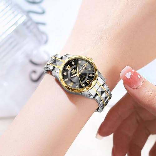OPK Watch for Women Gold Black Bling Diamond Business Female Watch Stainless Steel Easy to Read Small Ladies Wrist Watches Luminous Waterproof - Image 3