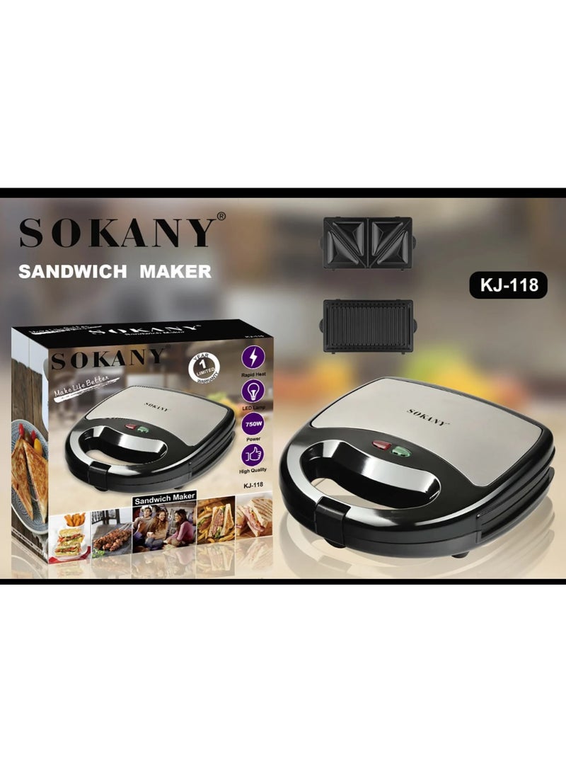 سوكاني توستر جريل سوكاني 750 وات وش استلس ضد الكسر KJ-118 - Image 2