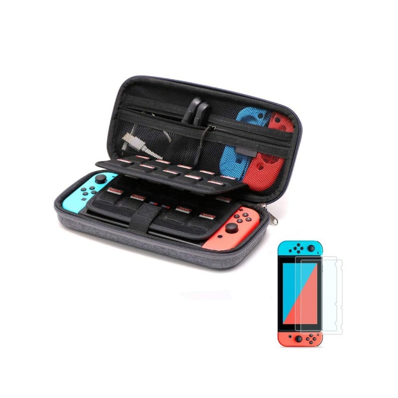 Zikra Carrying Case Compatible with Nintendo Switch/Switch OLED/Switch Lite with 2 Pack Tempered Glass Screen Protectors, Waterproof Design with 10 Game Card Slots & Accessory Pocket for Travel - Image 1