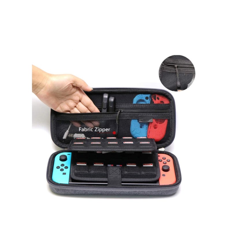 Zikra Carrying Case Compatible with Nintendo Switch/Switch OLED/Switch Lite with 2 Pack Tempered Glass Screen Protectors, Waterproof Design with 10 Game Card Slots & Accessory Pocket for Travel - Image 4