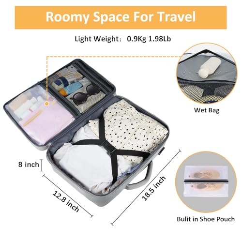 Taygeer Carry On Backpack for Men Women, Travel Backpack with USB Charging Port & Shoe Pouch, Laptop Mochila 17.3inch Flight Approved, College Teacher Tote Bag for Business Travel, Grey - Image 4