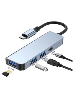 USB C Hub for MacBook Pro/Air, 4-in--1 USB--C to USB Multiport Adapter with 3 USB Ports & 1 USB-C Data/PD Port – Super Speed Data Transfer for MacBook Pro/Air, iMac, Dell XPS, Lenovo ThinkPad – Compact, Fast, Reliable Connectivity Solution