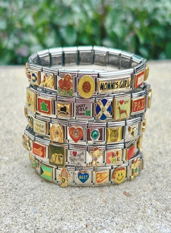 Present Realm Italian Charm Bracelet - Mystery Assorted Vintage with 18 Unique Italian Charms, Silver Assembled Set of 1 Full Bracelet, One Size, Stainless Steel, no gemstone - Image 4