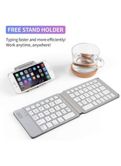 Rock Pow Foldable Bluetooth Keyboard - Portable Wireless Keyboard Rechargeable Full Size Ultra Slim Folding Keyboard for iOS Android Windows Smartphone Tablet and Laptop  - Image 2