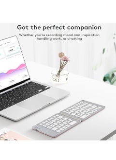 Rock Pow Foldable Bluetooth Keyboard - Portable Wireless Keyboard Rechargeable Full Size Ultra Slim Folding Keyboard for iOS Android Windows Smartphone Tablet and Laptop  - Image 3