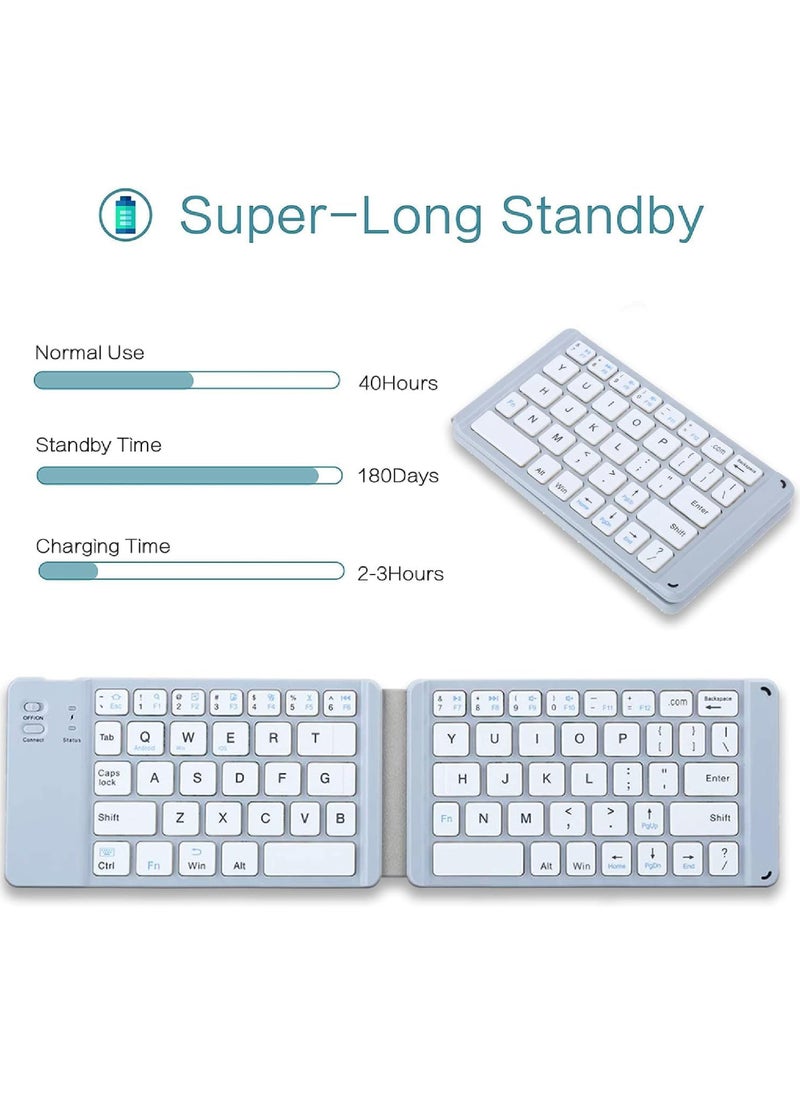 Rock Pow - Foldable Bluetooth Keyboard - Portable Wireless Keyboard Rechargeable Full Size Ultra Slim Folding Keyboard for iOS Android Windows Smartphone Tablet and Laptop - Image 1