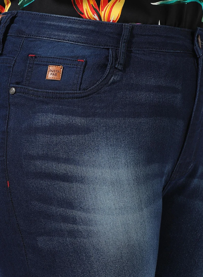 Instafab Plus Women's Navy Blue Dark-Wash Denim Jeans