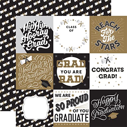 Trendzeen Graduation Scrapbooking Paper - Elegant 12x12 Graduation Scrapbook Paper with Cap, Diploma, and Fun Phrases | Graduation Theme Scrapbook Paper for Photo Album, Decor, DIY Crafts | 6 Items Total - Image 5