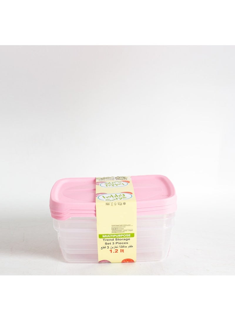 هوبي طقم حافظات طعام مستطيلة 9قطع 1.2لتر وردي - Image 2