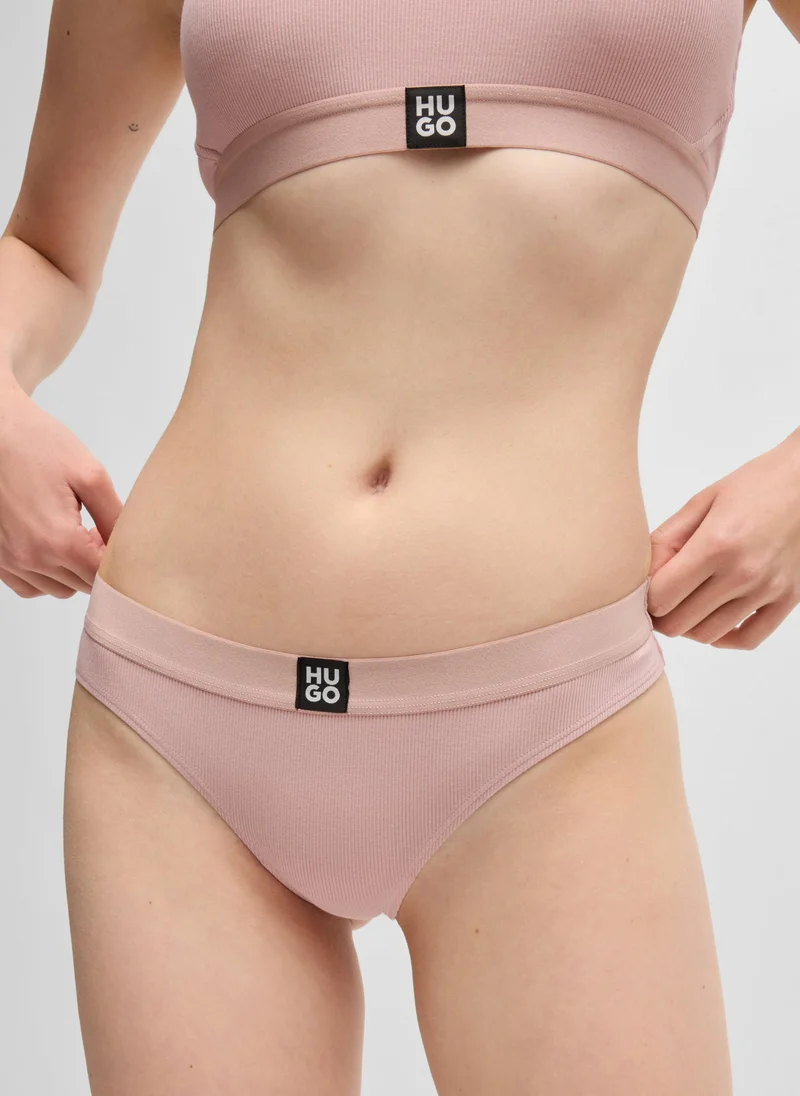 HUGO Ribbed stretch-modal briefs with stacked-logo waistband