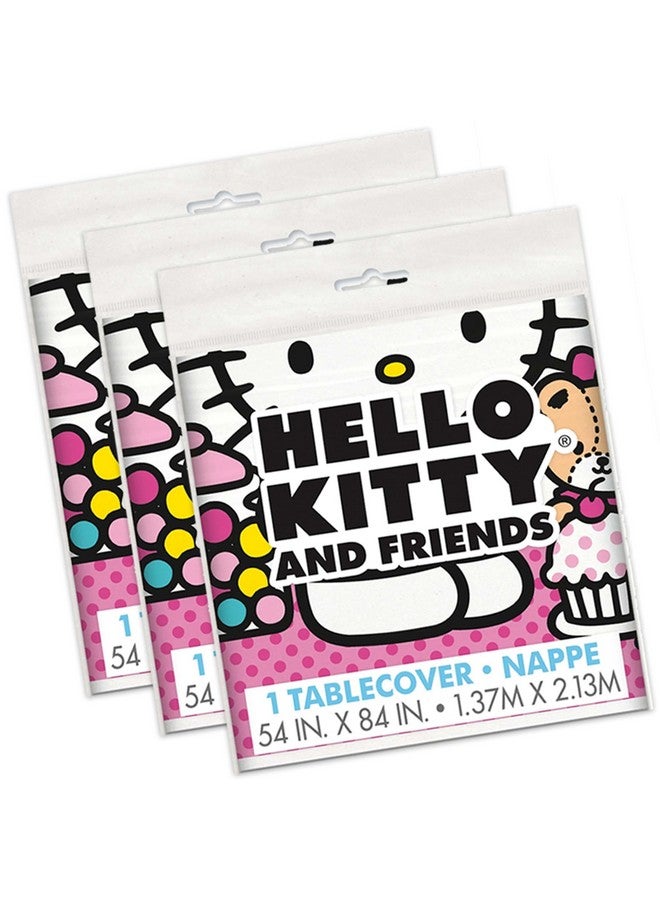 Unique Hello Kitty Birthday Decorations - Rectangular Plastic Hello Kitty Tablecloths (Pack of 3) & Sticker (1) - Image 2