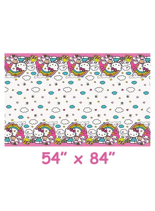 Unique Hello Kitty Birthday Decorations - Rectangular Plastic Hello Kitty Tablecloths (Pack of 3) & Sticker (1) - Image 4