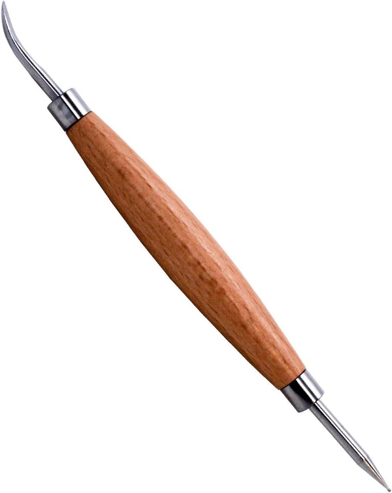 Realeather T110100 ModelerStylus Doublesided Leathercraft Tool 65 WoodStainless Steel 1Unit - Image 1