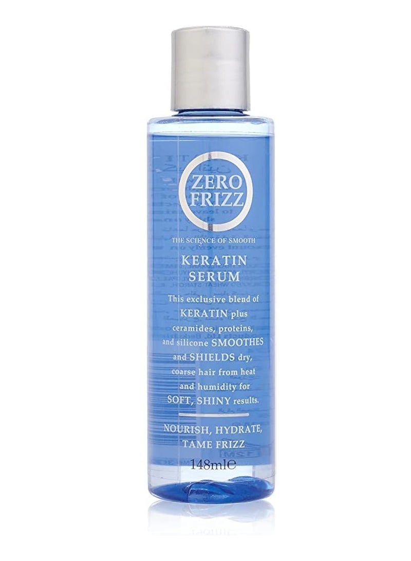 Zero Frizz Keratin Hair Serum 148ml | Frizz-Fighting Smoothing Serum for Silky, Tangle-Free Finish | Alcohol-Free & Moisture-Locking Formula for Dry, Unruly Hair - Image 1