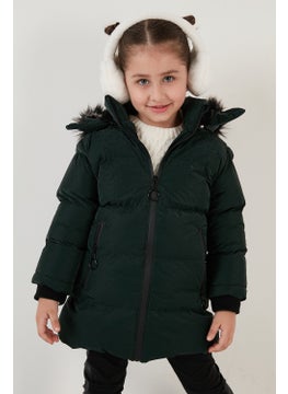Lela Collar Faux Fur Plush Lined Removable Hooded Slim Cut Winter Coat Girls' COAT 5760002  - Image 4