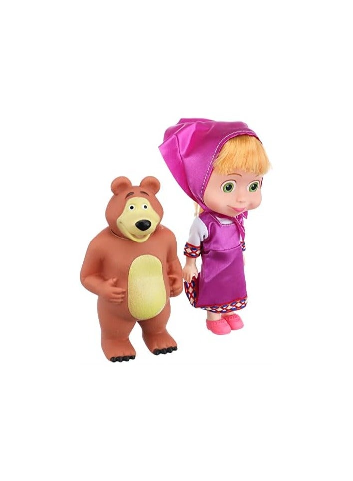 LOON AL RABEA KIDS Masha and the bear . Cartoon Girl and Friendly Bear Figure Set – Purple Dress Doll – Imaginative Play Toy for Kids Ages 3+ – Gift for Girls and Boys - Image 2