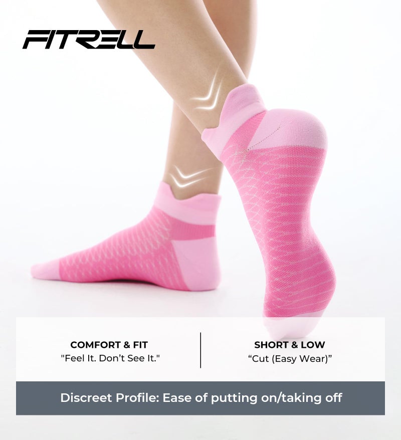 FITRELL Ankle Compression Socks for Women & Men - Cushioned Arch Support Running Socks, Plantar Fasciitis Relief, Vibrant Mixed 6 Pairs, S/M - Image 4