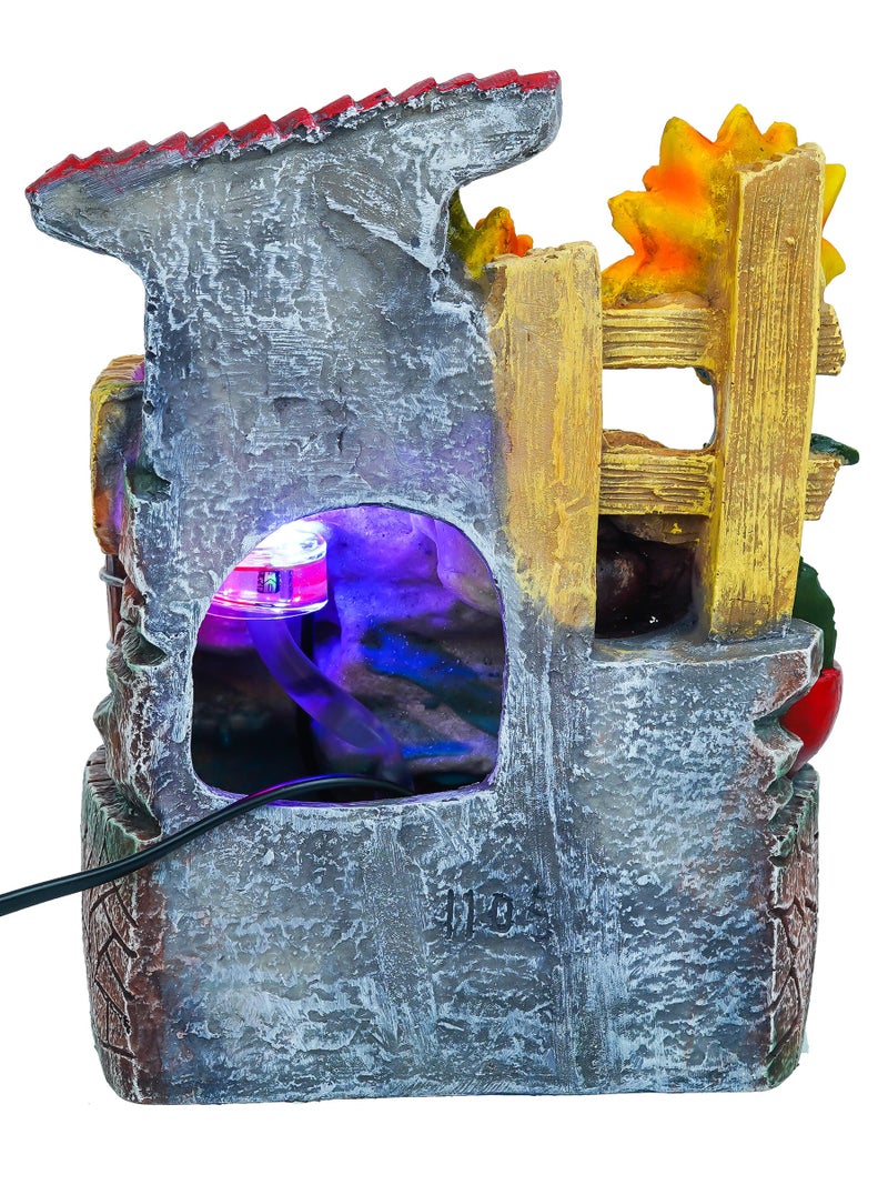 CHRONIKLE Polyresin Sunflower Design Tabletop 4 Steps Indoor Water Fountain for Home Decor with LED Light, Speed Controller Pump & Crystal Ball (Size: 18.5 x 13 x 25CM |Color:Multi | Weight:1310 Gram) - Image 3